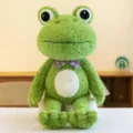 Cute green frog plush toy soft stuffed animal healing doll with plaid bow tie for kids gift - 50cm / Bow Tie Color Random