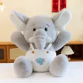 Cute elephant plush toy soft cartoon doll kids birthday gift comforting throw pillow - 23cm / Gray