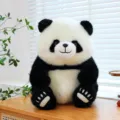 Cute giant panda plush toy, soft stuffed animal doll, lovely sleeping companion gift for girls. - Black and White / 35cm