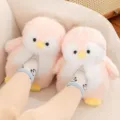 Cute plush penguin slippers for women, soft cozy winter indoor warm home shoes in pink. - 35-39 One Size / Pink