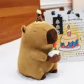 Cute Capybara Plush Toy Birthday Cake Stuffed Doll Soft Animal Pillow Creative Gift - 35cm / Brown