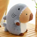 Cute capybara shark plush toy, soft stuffed animal doll pillow, adorable creative gift for kids. - 35cm / Gray