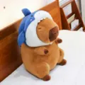 Cute capybara plush toy stuffed animal with a detachable shark hood soft doll variant - Brown (Removable Shark Hood) / 35cm