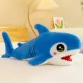 Cute cartoon blue shark plush toy, soft stuffed animal long pillow for kids gift bedroom decor. - 75cm / Blue