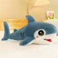 Cute cartoon shark plush pillow soft stuffed animal toy long doll for kids bedroom decor - 75cm / Gray