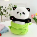 Cute panda plush toy in bamboo shoot container, soft stuffed animal doll for kids birthday. - 25cm / Bamboo and Panda