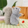 Cute gray plush squirrel stuffed animal toy holding acorn, perfect room decor and kids gift. - Approx 20CM / Gray