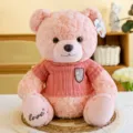 Cute plush teddy bear in pink sweater, soft toy gift for kids birthday and Valentine day. - Pink (Removable Sweater) / 40CM