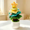 Adorno de maceta de árbol de navidad de ganchillo hecho a mano decoración de escritorio regalo. - Árbol de Navidad en Maceta - Degradado Azul