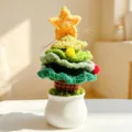 Planta en maceta de árbol de Navidad de ganchillo decoración de escritorio regalo - Árbol de Navidad en Maceta - Degradado Verde