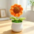 Handgemachte Häkel-Sonnenblume im Topf, gestrickte Blumen Deko für Schreibtisch Zuhause. - Einzelne Sonnenblume (Fertig)