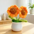 Handgehäkelte Sonnenblume Topfpflanze, süße Wollblumen Tischdeko für gemütliches Zuhause. - Doppelte Sonnenblume (Fertig)
