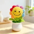 Handgemachte Häkel-Sonnenblume Topfpflanze bunte Strickblume Heimtisch-Dekoration Geschenk - Lächeln Gesicht Mehrfarbige Sonnenblume (Fertig)