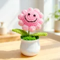 Handgehäkelte rosafarbene lächelnde Blume Topfpflanze Heimdeko süßes Strick Tisch-Ornament - Lächeln Gesicht Rosa Sonnenblume (Fertig)
