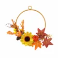 Autumn artificial sunflower maple leaf metal wreath size variant for harvest home decor. - Style B