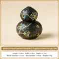 Hand-painted gourd ceramic incense holder, black stone texture, 4.8x5.7cm retro home decor. - Gourd Incense Holder (Simple Pack) / Simple Packaging