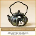 Handmade black ceramic teapot with rabbit and osmanthus pattern, 180ml kung fu tea set. - Hand-painted Rabbit Moon Style (Beam Handle Pot - Simple Pack) / 180ml