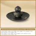 Handmade black ceramic gourd incense holder with matching tray for home meditation and decor - Incense Holder + Base (Simple Pack) / With Base Simple Pack