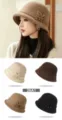 Vintage wool felt bucket hat for women winter elegant floral dome basin hat warm casual - Bucket Hat / Off White