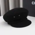Stylish Women Black Corduroy Baker Boy Hat Vintage Newsboy Cap Autumn Winter Painter Hat - One Size / Black