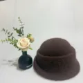 Autumn winter imitation rabbit hair knitted bucket hat solid color warm retro fisherman hat - Coffee