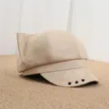 Japanese retro cute cat ear beret women sweet cool newsboy hat sun protection casual cap - One Size 55-57cm / Beige Three-Hole Cat Ear
