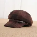 Brown plaid newsboy cap retro baker boy hat women stylish autumn painter hat accessory - Adult Free Size (55-57cm) / Coffee Plaid Return Buckle