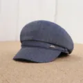 Classic blue denim octagonal hat, retro style painter newsboy cap for women casual daily wear - Adult Free Size (55-57cm) / Navy Star Logo