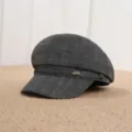 Classic women denim newsboy cap baker boy hat stylish casual vintage painter hat for autumn - Adult Free Size (55-57cm) / Black Star Logo