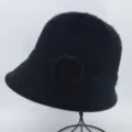 Classic black knitted bucket hat for women, warm winter rolled edge fisherman hat chic. - One Size / Black With Dandelion Pom-Pom