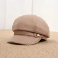 Khaki newsboy cap for women stylish retro baker boy hat autumn fashion casual chic designer - Adult Free Size (55-57cm) / Khaki Horseshoe Buckle