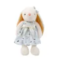 Cute plush rabbit doll with floral dress and bow, soft stuffed animal toy for baby gift. - 35 cm / Blue Dress
