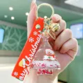 Llavero con purpurina de navidad lindo muñeco de nieve colgante de bolso regalo festivo - Muñeco de nieve
