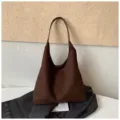 Borsa a spalla hobo grande capacità retrò tinta unita borsa casual alla moda da donna - Caffè