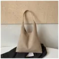 Borsa a tracolla minimalista in camoscio tinta unita, borsa tote hobo retrò per il commuting. - Cachi
