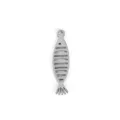 Colgante charm de espina de pescado en acero inoxidable para fabricar joyas y collares. - Pez Rayado (NM02) / Color acero
