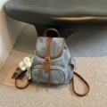 Chique denim casual rugzak voor dames, retro dagelijkse schooltas met schattige hanger. - Met Hanger / Denim Blauw