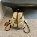 Casual canvas rugzak voor dames, stijlvolle schooltas voor dagelijks woon-werkverkeer, kaki. - Zonder hanger / Broken Wit