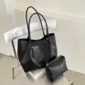 Bolso de hombro vintage informal minimalista elegante gran capacidad tote bag de mujer. - Sin colgante / Negro