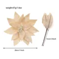 Champagne kunststof kerstster bloem met glitters en knop, 28cm breedte, 47g gewicht. - Goud