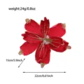 Fiore artificiale di Natale con glitter rossi decorazione per albero casa 22cm - Rosso