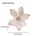 Fiore di Natale artificiale rosa glitterato, decoro floreale in tessuto per albero 15-22cm. - Champagne