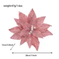 Roze glitter kunstmatige kerstster bloem decoratie, 28cm feestelijke bloemige rekwisiet. - Roze