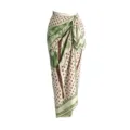 Tropical palm tree print beach sarong detail, lightweight wrap skirt for summer resort vacation. - One Size / Bottoms
