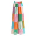 Colorful striped beach wide-leg pants for women, high-waisted resort vacation casual style. - One Size / Bottoms / Rainbow Striped