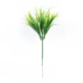 Detailed close-up view of artificial plastic grass stem, realistic green plant decor. - Single Unit / Green