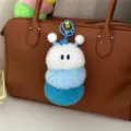 Süßer Plüsch Raupe Tasche Anhänger flauschig blau weiß Schlüsselanhänger Stofftier - Neu Weißer Kopf