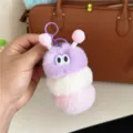 Fluschiger Raupe Plüsch Taschenanhänger Schlüsselring, süßer bunter Plüschtier Anhänger. - Violetter Kopf
