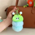 Süßer Plüsch Raupe Tasche Anhänger flauschige Cartoon Puppe Schlüsselanhänger Geschenk - Grüner Kopf Blauer Schwanz