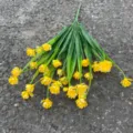 Artificial plastic yellow flower bouquet with green leaves for indoor outdoor decor wholesale - Yellow